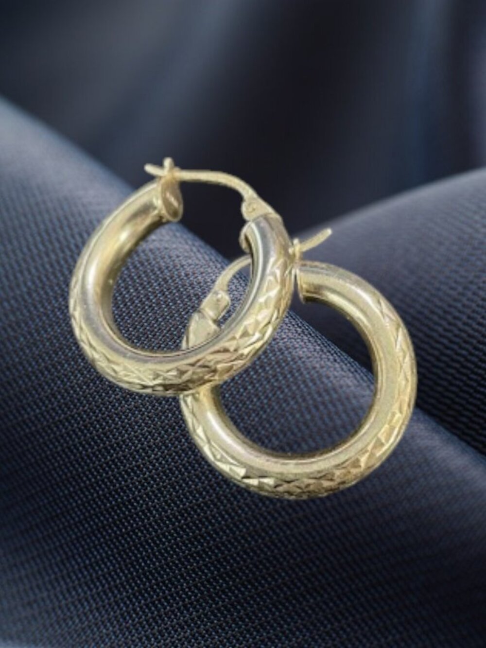 Vintage Sterling Silver Diamond Cut Puffy Huggie Hoop Earrings 925 FAS